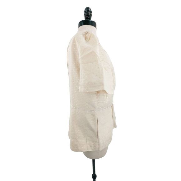 Floreat Women Cream Pleated Crew Neck Placket Jacket Size 12 - Picture 5 of 14
